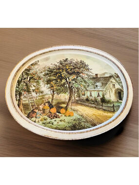 Vintage Sunshine Biscuits Currier & Ives American Homestead - Autumn Tin Tray